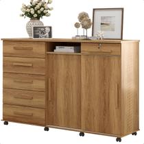 Cômoda 6 Gavetas 2 Portas Correr Rodizios Max
