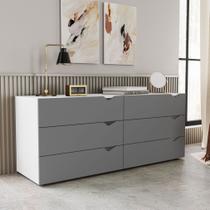 Cômoda 6 Gavetas Branca e Cinza Porto Politorno