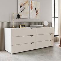 Cômoda 6 Gavetas Branca e Creme Porto Politorno