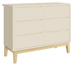 Cômoda 6 Gavetas Classic New Areia Fosco com Natural - Reller