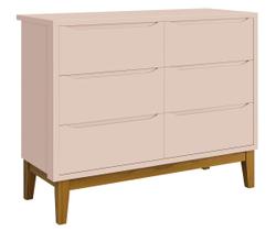 Cômoda 6 Gavetas Classic New Rosa Fosco com Madeira - MoveisAqui Cômoda 6 Gavetas Classic New Rosa Fosco com Madeira - MoveisAqui