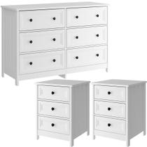 Comoda 6 Gavetas E 02 Mesas De Cabeceira 3 Gavetas Branco Dtall Branco Comoda 6 Gavetas E 02 Mesas De Cabeceira 3 Gavetas Branco Dtall Branco