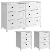 Comoda 6 Gavetas E 02 Mesas de Cabeceira 3 Gavetas Branco Dtall