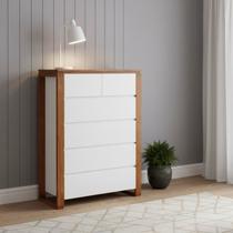 Cômoda 6 Gavetas em Madeira Maciça e MDF Craft Branco/Garapa Cômoda 6 Gavetas em Madeira Maciça e MDF Craft Branco/Garapa
