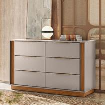 Cômoda 6 Gavetas Giardino Nogueira Nude - Élpis Móveis