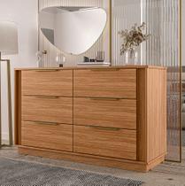 Cômoda 6 Gavetas Grande Moderna Para Quarto Casal Solteiro Infantil Madeira Robusta Reforcada Corredica Telescopica