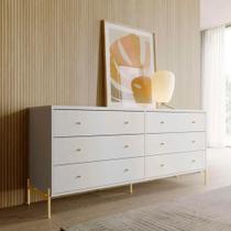 Cômoda 6 Gavetas Jasper 182 cm - Branco c/ Dourado Cômoda 6 Gavetas Jasper 182 cm - Branco c/ Dourado