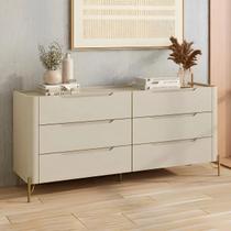 Cômoda 6 Gavetas L178 X A81,5cm MDF Luna/Dourado