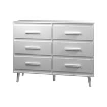 Cômoda 6 Gavetas Maya Com Puxadores E Pés Retro Design Moderno Quarto Branco Mobília Decor