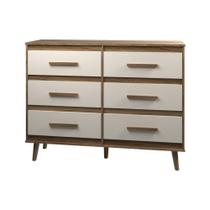 Cômoda 6 Gavetas Maya Com Puxadores E Pés Retro Design Moderno Quarto Savana Mobília Decor