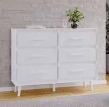 Cômoda 6 Gavetas Mila com Estilo Retrô Branca - Moblis