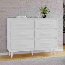 Cômoda 6 Gavetas Mila com Estilo Retrô MDP - Branco