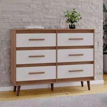 Cômoda 6 Gavetas Mila com Estilo Retrô Savana/Off White - Moblis