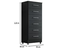 Comoda 6 Gavetas Preto Onix Helena