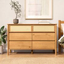 Cômoda 6 Gavetas Quarto Adulto Madeira Rattan Com Pés Elevados Freijó Cefira Cômoda 6 Gavetas Quarto Adulto Madeira Rattan Com Pés Elevados Freijó Cefira
