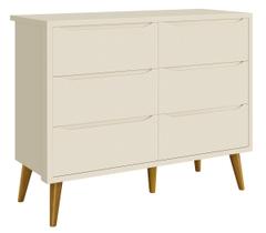 Cômoda 6 Gavetas Théo New Areia Fosco com Madeira - MoveisAqui