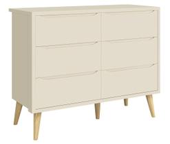 Cômoda 6 Gavetas Théo New Areia Fosco com Natural - Reller