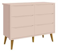 Cômoda 6 Gavetas Théo New Rosa Fosco com Madeira - MoveisAqui