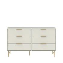 Cômoda 6 Gavetas Yves 135 cm Off White Fosco Dourado