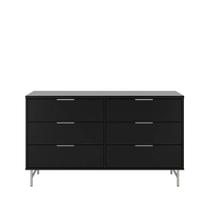 Cômoda 6 Gavetas Yves 135 cm - Preto Fosco c/ Champanhe Cômoda 6 Gavetas Yves 135 cm - Preto Fosco c/ Champanhe