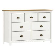 Cômoda 7 Gavetas em Madeira Linha Topázio - Branco/Freijó