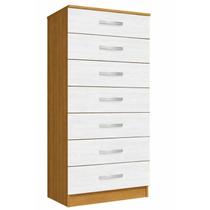 Cômoda 7 Gavetas Evidencia Cor Cinamomo Branco Cômoda 7 Gavetas Evidencia Cor Cinamomo Branco