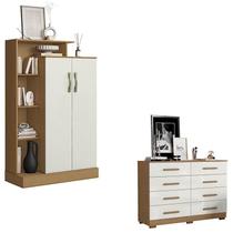 Cômoda 8 Gavetas 2014148 e Armário Multiuso Florença 2000199 Atacama Off White - Aramóveis