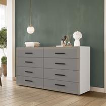 Cômoda 8 Gavetas 83,5x150x46 cm Valência Cinza/Branco