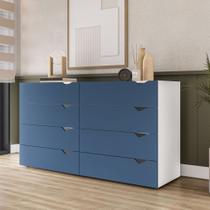 Cômoda 8 Gavetas Branca e Azul Porto Politorno Cômoda 8 Gavetas Branca e Azul Porto Politorno