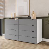 Cômoda 8 Gavetas Branca e Cinza Porto Politorno Cômoda 8 Gavetas Branca e Cinza Porto Politorno