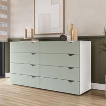Cômoda 8 Gavetas Branca e Verde Porto Politorno Cômoda 8 Gavetas Branca e Verde Porto Politorno