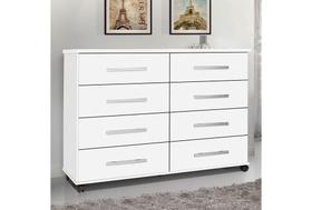 Cômoda 8 Gavetas com Rodízios Jade Branco Rede Móveis