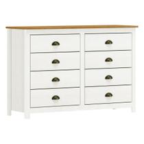 Cômoda 8 Gavetas em Madeira Linha Topázio - Branco/Freijó