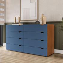 Cômoda 8 Gavetas Freijó e Azul Porto Politorno Cômoda 8 Gavetas Freijó e Azul Porto Politorno
