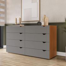 Cômoda 8 Gavetas Freijó e Cinza Porto Politorno Cômoda 8 Gavetas Freijó e Cinza Porto Politorno