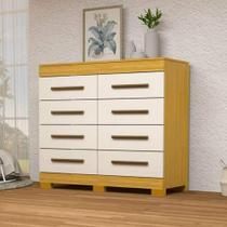 Comoda 8 Gavetas Nalu ACP Móveis Nature/Off White - 100% MDF Comoda 8 Gavetas Nalu ACP Móveis Nature/Off White - 100% MDF