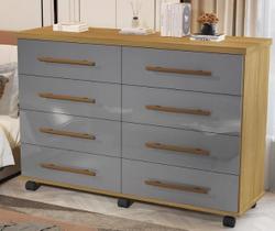 Cômoda 8 Gavetas Primus Jade - Cinza / Mel