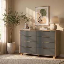 Cômoda 8 Gavetas Quarto Organizadora Multiuso Design Moderno Nature Alaska