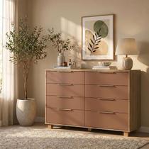 Cômoda 8 Gavetas Quarto Organizadora Multiuso Design Moderno Nature Camarim
