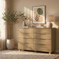 Cômoda 8 Gavetas Quarto Organizadora Multiuso Design Moderno Nature
