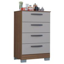 Cômoda 867 4 Gavetas Castanho Off White - Poquema Cômoda 867 4 Gavetas Castanho Off White - Poquema