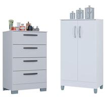 Cômoda 867 4 Gavetas com Armário Multiuso 2 Portas Pequeno Branco Brilho - Poquema Cômoda 867 4 Gavetas com Armário Multiuso 2 Portas Pequeno Branco Brilho - Poquema
