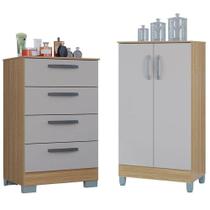 Cômoda 867 4 Gavetas Com Armário Multiuso 2 Portas Pequeno Damasco Off White - Poquema Cômoda 867 4 Gavetas Com Armário Multiuso 2 Portas Pequeno Damasco Off White - Poquema