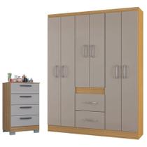 Cômoda 867 4 Gavetas Com Guarda Roupa Casal Milão 6 Portas Damasco Off White - Poquema Cômoda 867 4 Gavetas Com Guarda Roupa Casal Milão 6 Portas Damasco Off White - Poquema