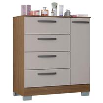 Cômoda 868 4 Gavetas e 1 Porta Castanho Off White - Poquema Cômoda 868 4 Gavetas e 1 Porta Castanho Off White - Poquema