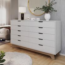 Cômoda Alice 10 Gavetas em 100% MDP/MDF Yescasa Branco/Louro Freijó Cômoda Alice 10 Gavetas em 100% MDP/MDF Yescasa Branco/Louro Freijó