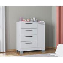 Cômoda Ambiente 868 4 Gavetas e 1 Porta Branco Brilho - Poquema Cômoda Ambiente 868 4 Gavetas e 1 Porta Branco Brilho - Poquema