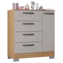 Cômoda Ambiente 868 4 Gavetas E 1 Porta Damasco Off White - Poquema