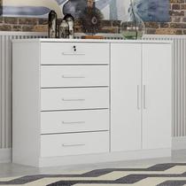 Cômoda Ambiente Seul 2 Portas 5 Gavetas Neve - Novo Horizonte