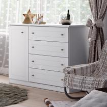 Cômoda Americana 01 Porta 04 Gavetas Henn Branco Hp